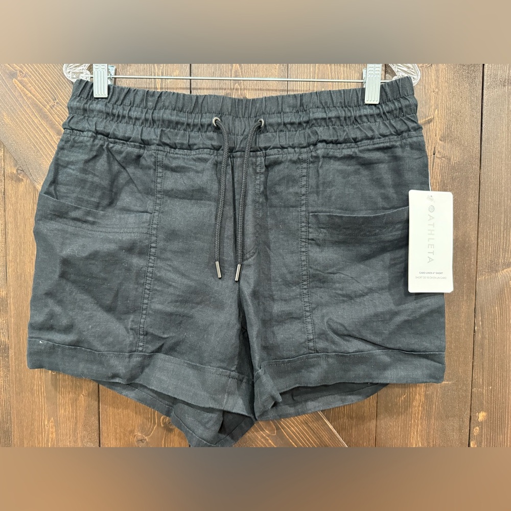 NWT Athleta Black Cabo Linen 4” Shorts